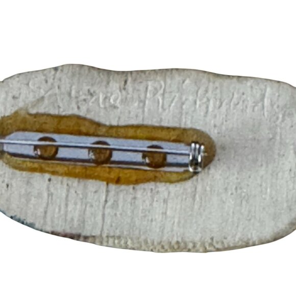 Susie Richardson Signed Hand-Painted Clay Santa Face Brooch Folk Art 2 1/2" - Picture 4 of 6